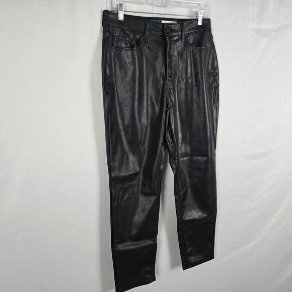 Old Navy Pants Women's 10 Black Faux Leather High Rise O.G. Straight Pockets - Picture 13 of 16